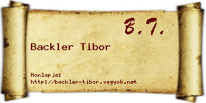 Backler Tibor névjegykártya